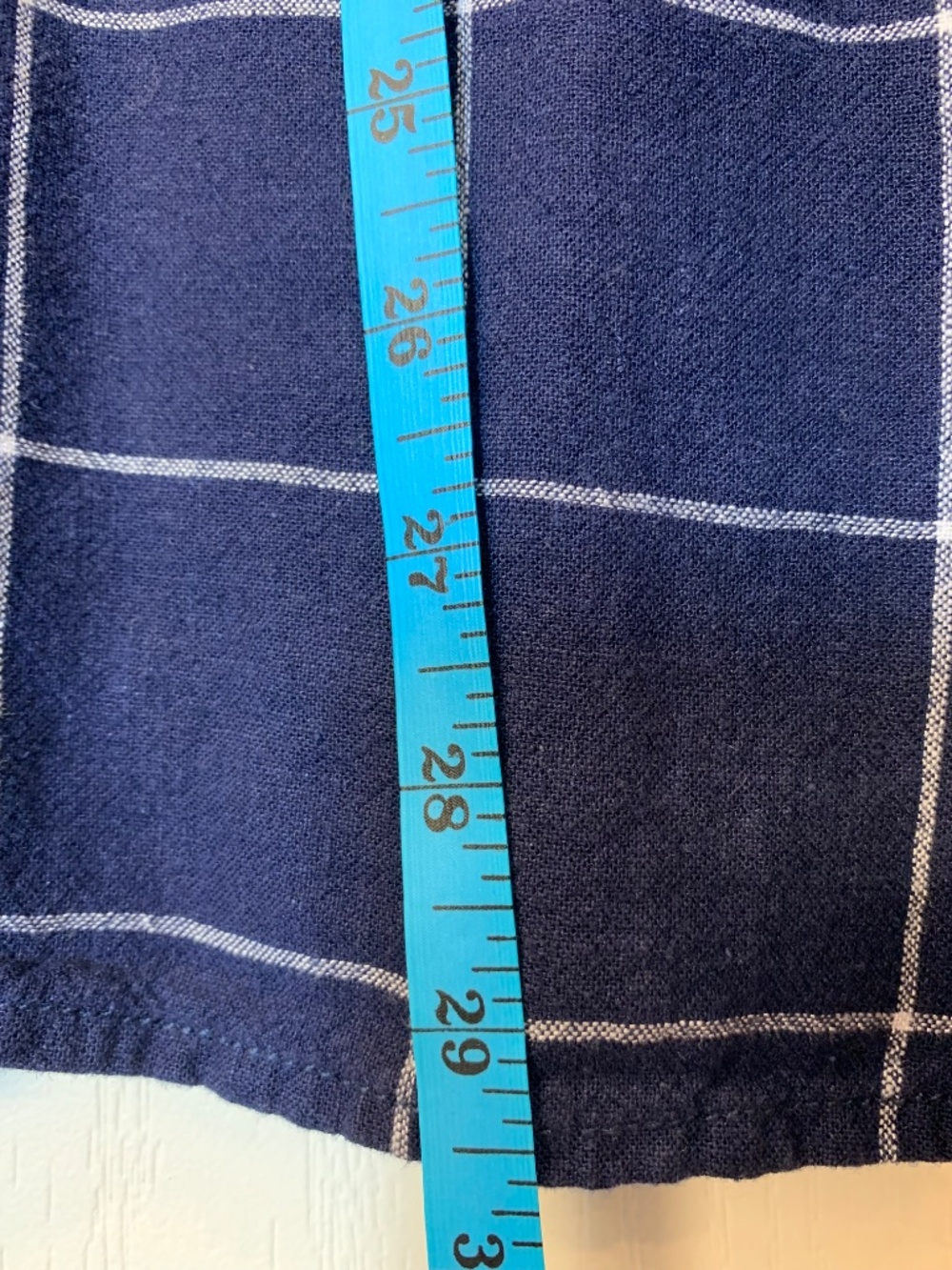 Tahari Navy Windowpane Linen Blend Blouse 1X Relaxed‎ Coastal Chic Top - Picture 8 of 8